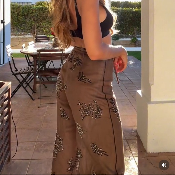 NWT ZARA EMBROIDERED WIDE LEG PANTS ZW COLLECTION - Picture 12 of 16